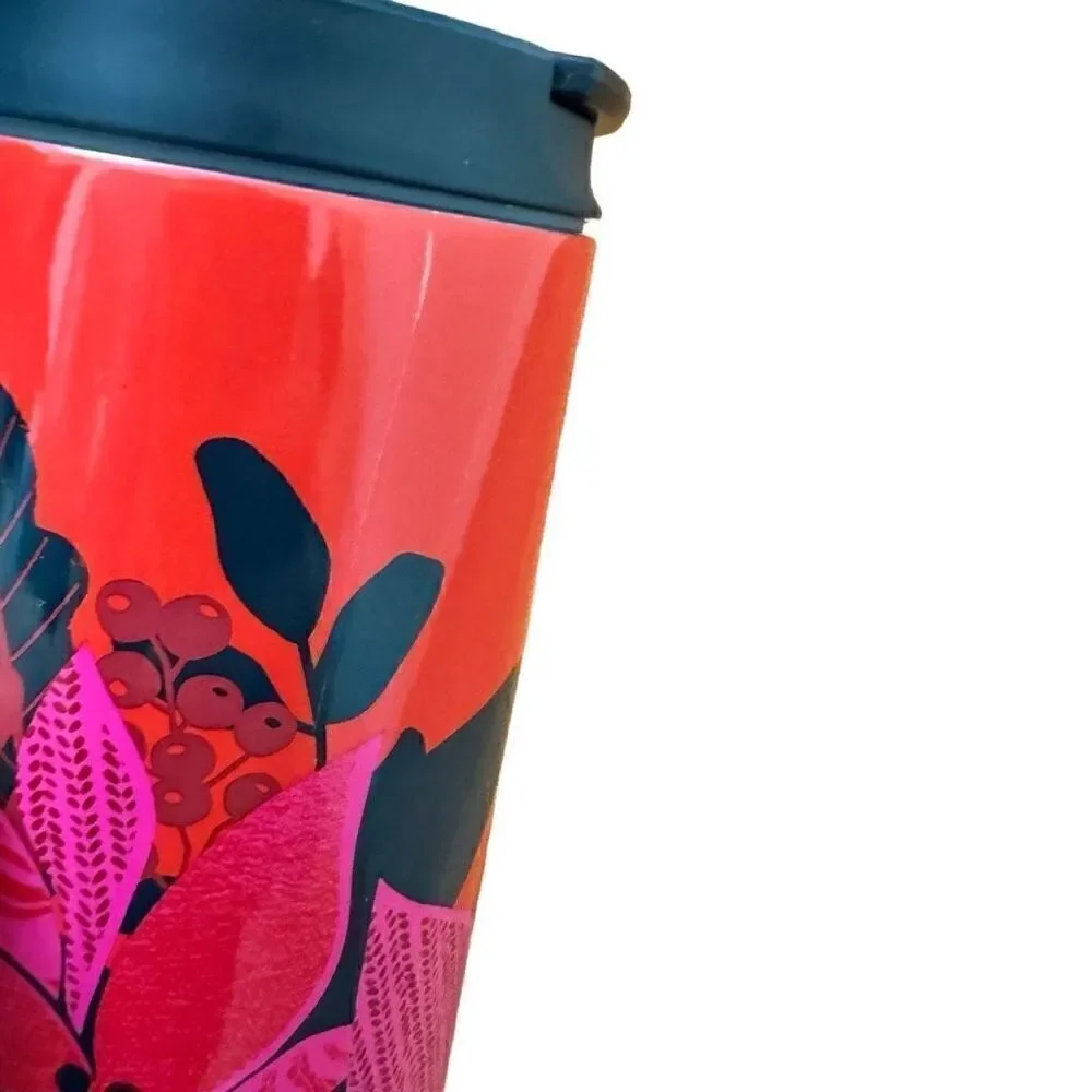 Starbucks Holiday 2021 Stainless Steel Tumbler Red Pink Poinsettia Floral 16 oz